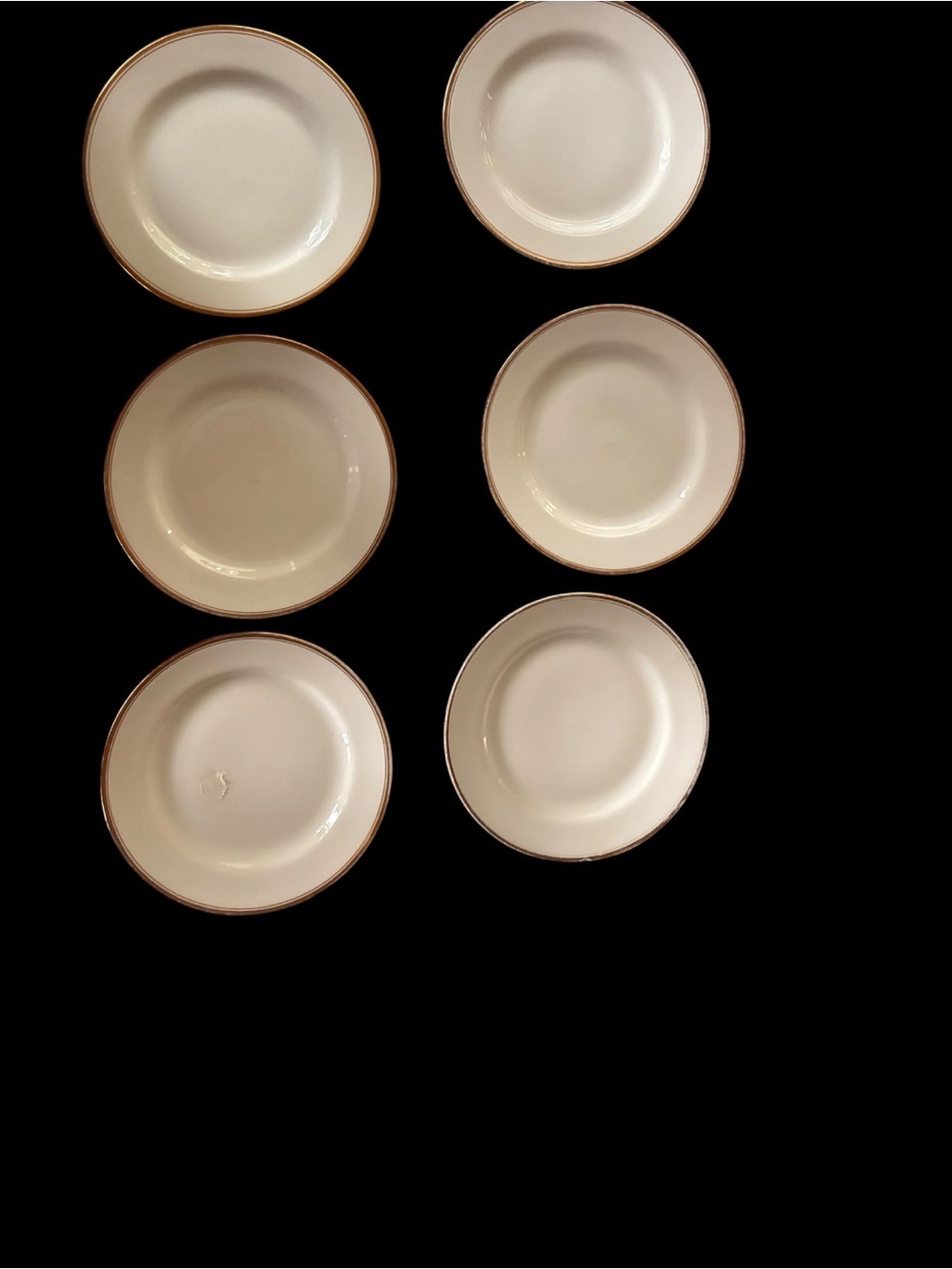 Limoges White Bread Plates with Gold Trim - Set of 6